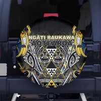 Aotearoa Ngati Raukawa Spare Tire Cover Maori Tribal Yellow And Navy Paua Shell Pattern