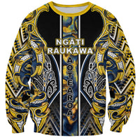 Aotearoa Ngati Raukawa Sweatshirt Maori Tribal Yellow And Navy Paua Shell Pattern