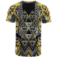 Aotearoa Ngati Raukawa T Shirt Maori Tribal Yellow And Navy Paua Shell Pattern