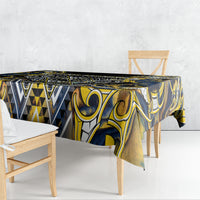 Aotearoa Ngati Raukawa Tablecloth Maori Tribal Yellow And Navy Paua Shell Pattern