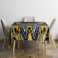 Aotearoa Ngati Raukawa Tablecloth Maori Tribal Yellow And Navy Paua Shell Pattern
