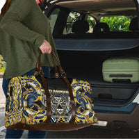 Aotearoa Ngati Raukawa Travel Bag Maori Tribal Yellow And Navy Paua Shell Pattern