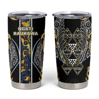 Aotearoa Ngati Raukawa Tumbler Cup Maori Tribal Yellow And Navy Paua Shell Pattern