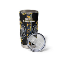Aotearoa Ngati Raukawa Tumbler Cup Maori Tribal Yellow And Navy Paua Shell Pattern