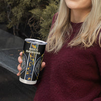 Aotearoa Ngati Raukawa Tumbler Cup Maori Tribal Yellow And Navy Paua Shell Pattern