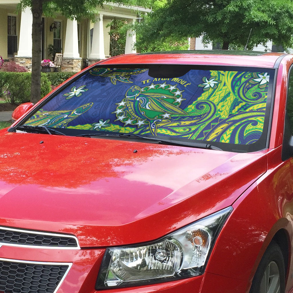 Cook Islands Language Week Auto Sun Shade Flying Fish 15 Stars Tribal Patterns
