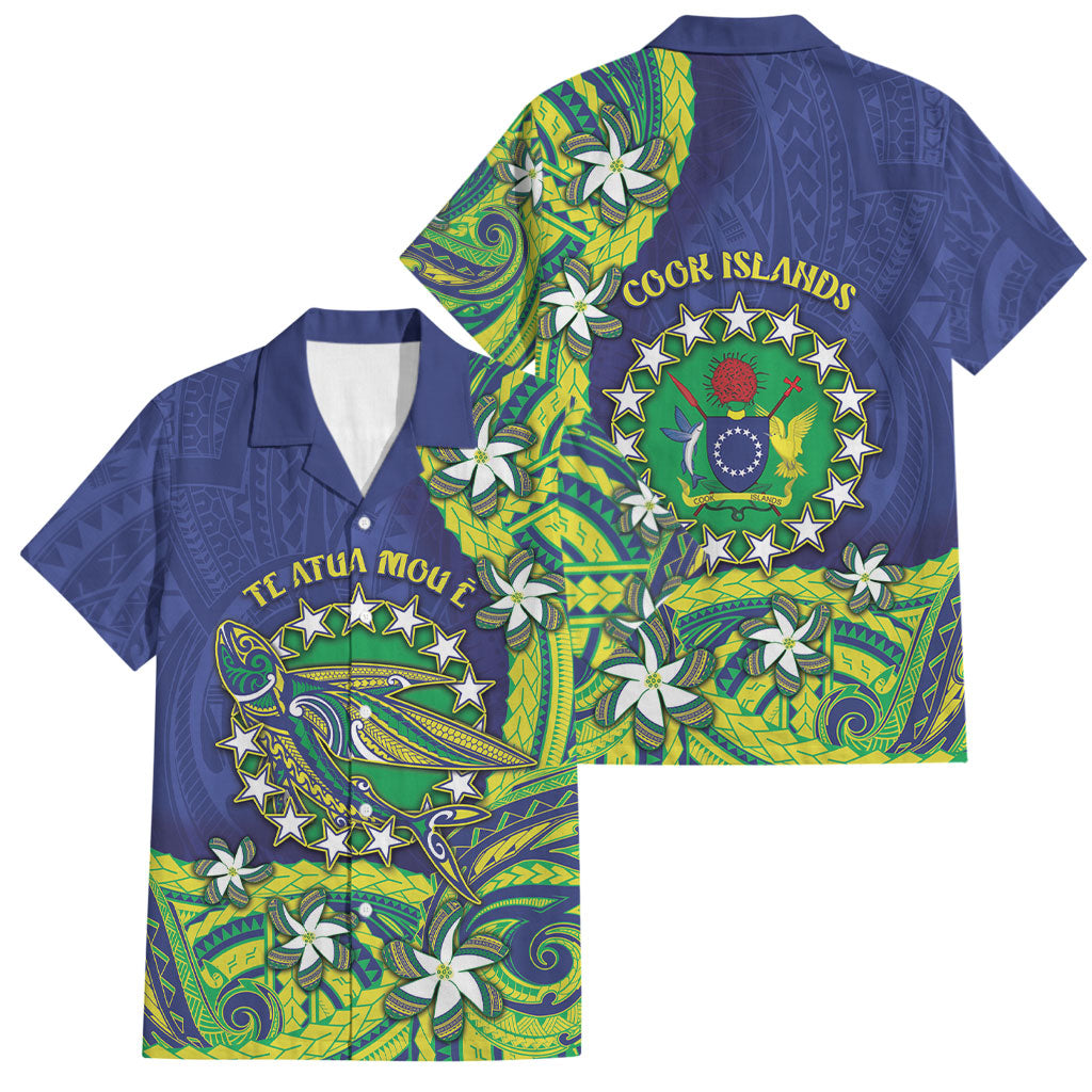Cook Islands Language Week Family Matching Long Sleeve Bodycon Dress and Hawaiian Shirt Flying Fish 15 Stars Tribal Patterns
