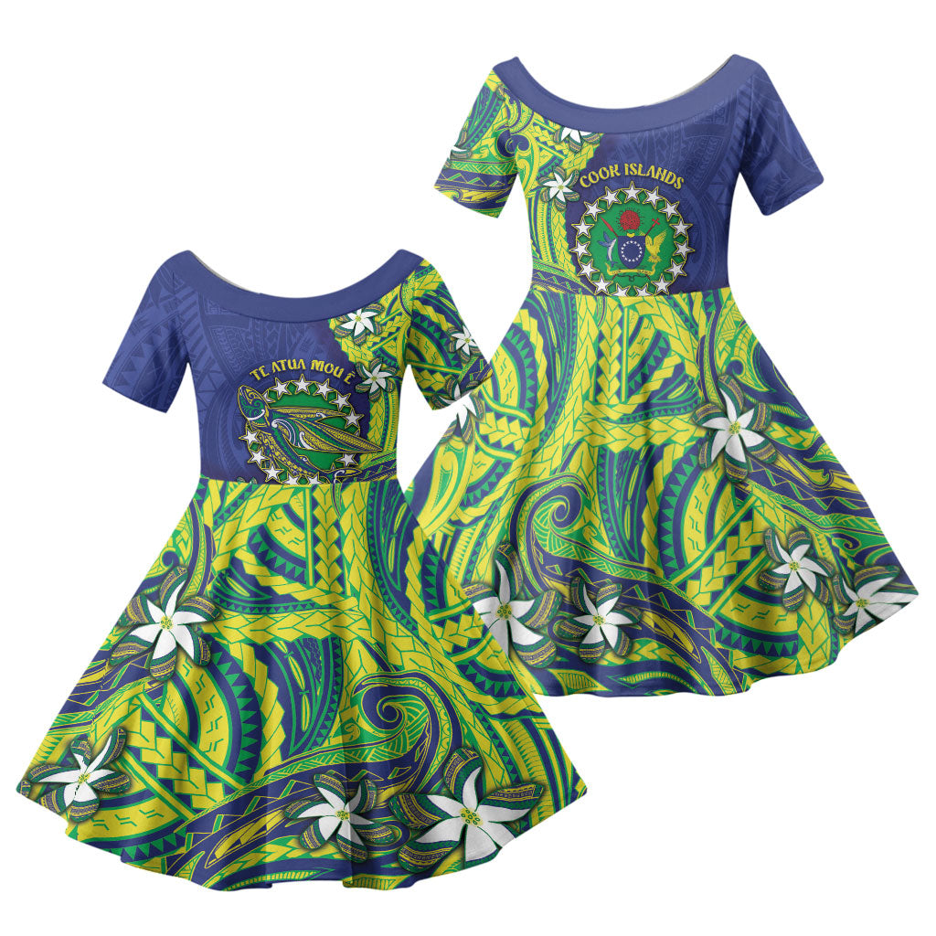 Cook Islands Language Week Family Matching Mermaid Dress and Hawaiian Shirt Flying Fish 15 Stars Tribal Patterns