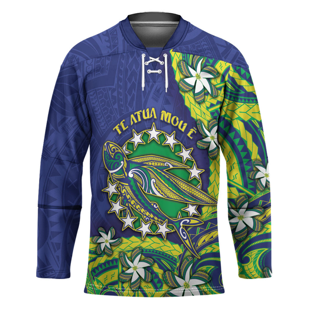 Cook Islands Language Week Hockey Jersey Flying Fish 15 Stars Tribal Patterns
