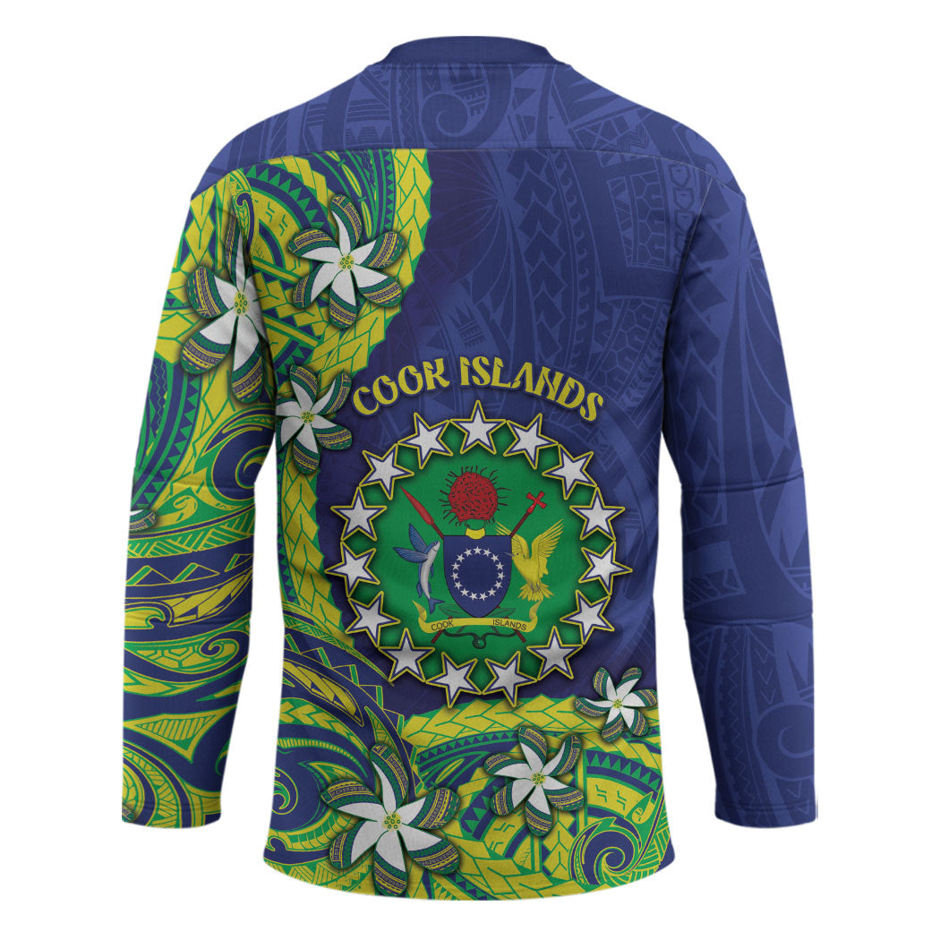 Cook Islands Language Week Hockey Jersey Flying Fish 15 Stars Tribal Patterns