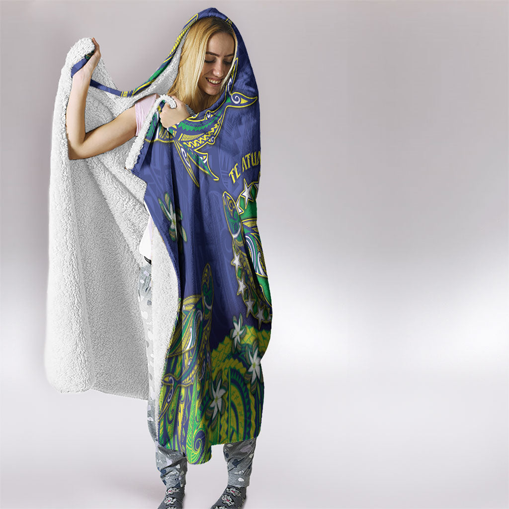 Cook Islands Language Week Hooded Blanket Flying Fish 15 Stars Tribal Patterns