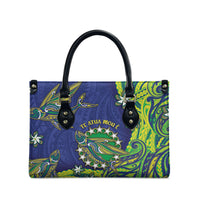 Cook Islands Language Week Leather Bag Flying Fish 15 Stars Tribal Patterns