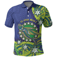 Cook Islands Language Week Polo Shirt Flying Fish 15 Stars Tribal Patterns