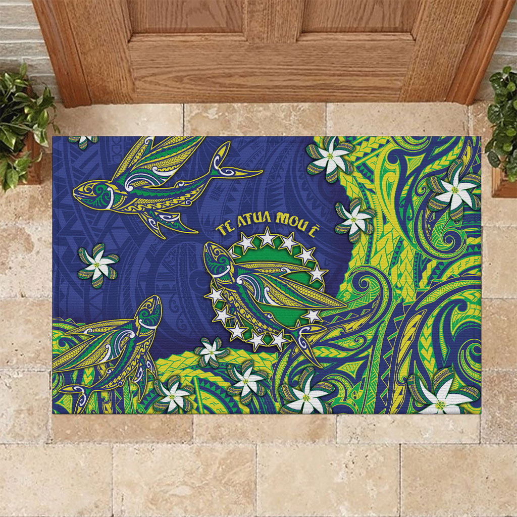 Cook Islands Language Week Rubber Doormat Flying Fish 15 Stars Tribal Patterns