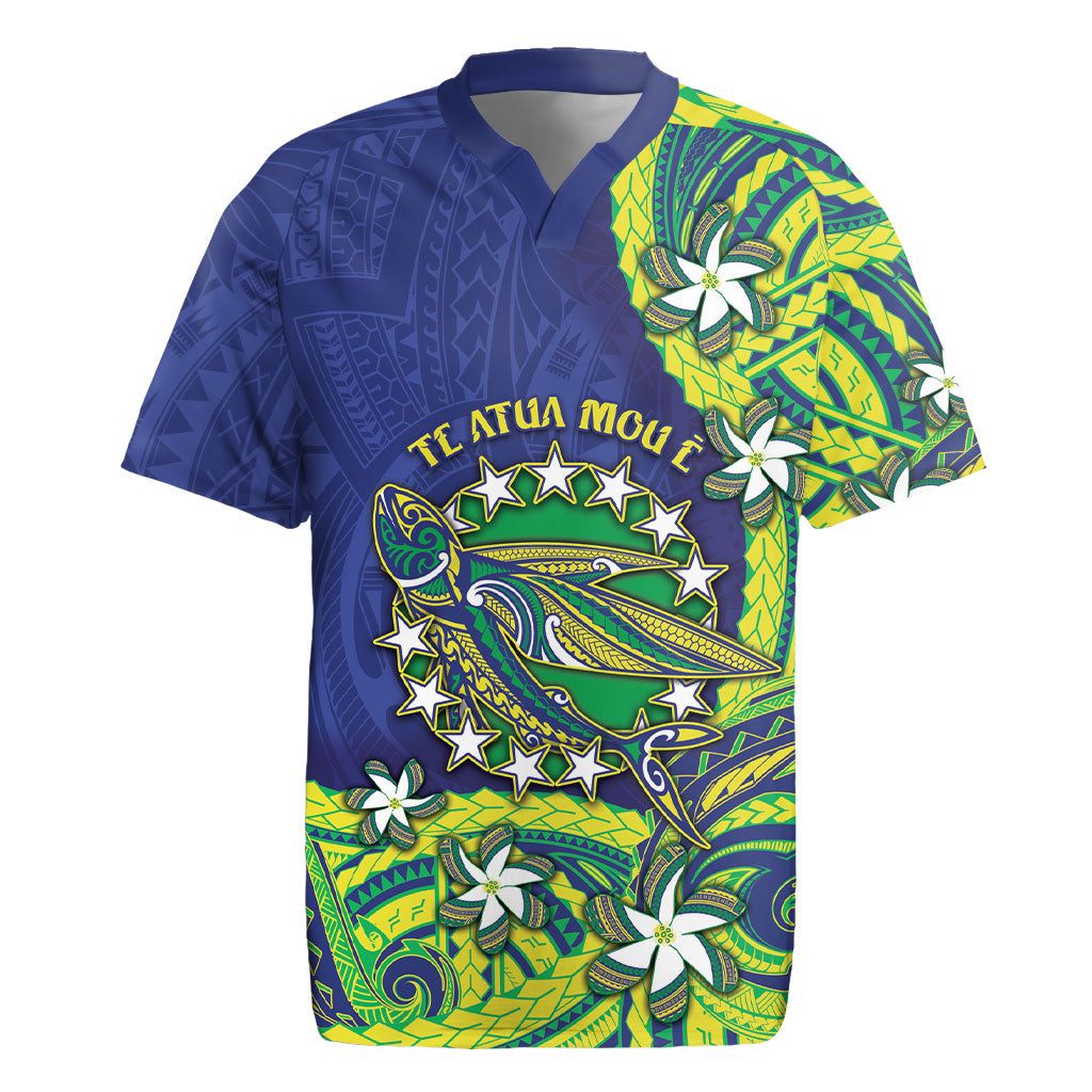 Cook Islands Language Week Rugby Jersey Flying Fish 15 Stars Tribal Patterns