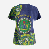 Cook Islands Language Week Scrub Top Flying Fish 15 Stars Tribal Patterns