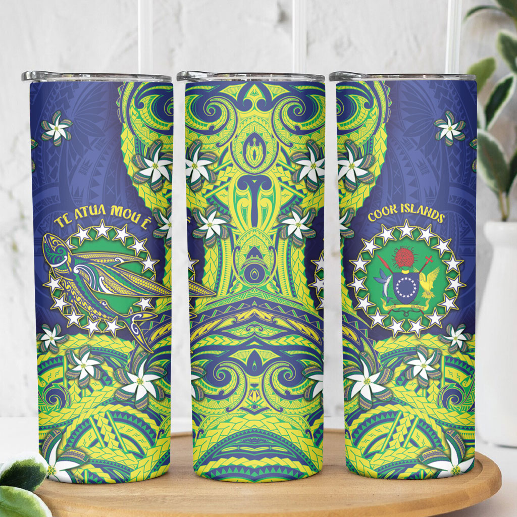 Cook Islands Language Week Skinny Tumbler Flying Fish 15 Stars Tribal Patterns