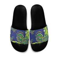Cook Islands Language Week Slide Sandals Flying Fish 15 Stars Tribal Patterns