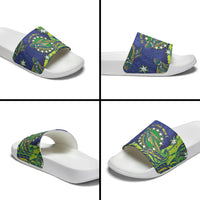 Cook Islands Language Week Slide Sandals Flying Fish 15 Stars Tribal Patterns