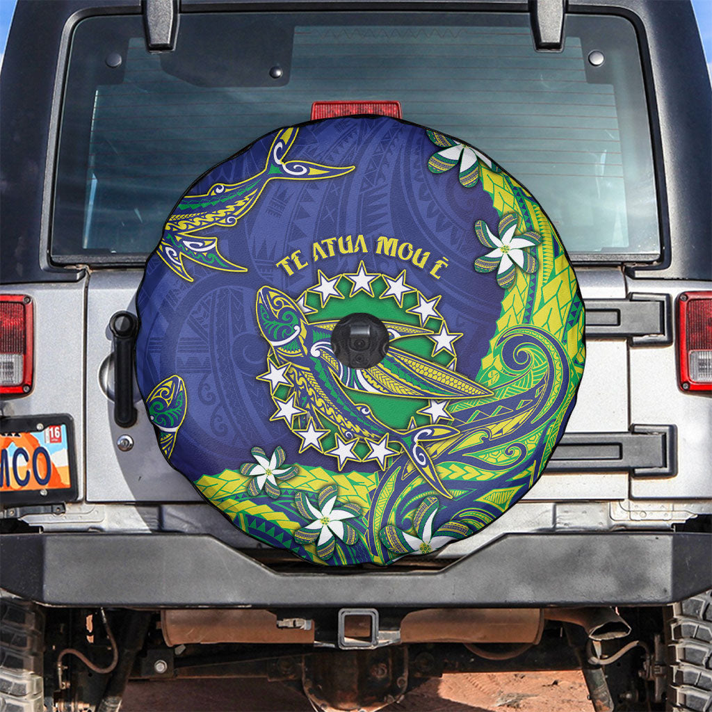 Cook Islands Language Week Spare Tire Cover Flying Fish 15 Stars Tribal Patterns