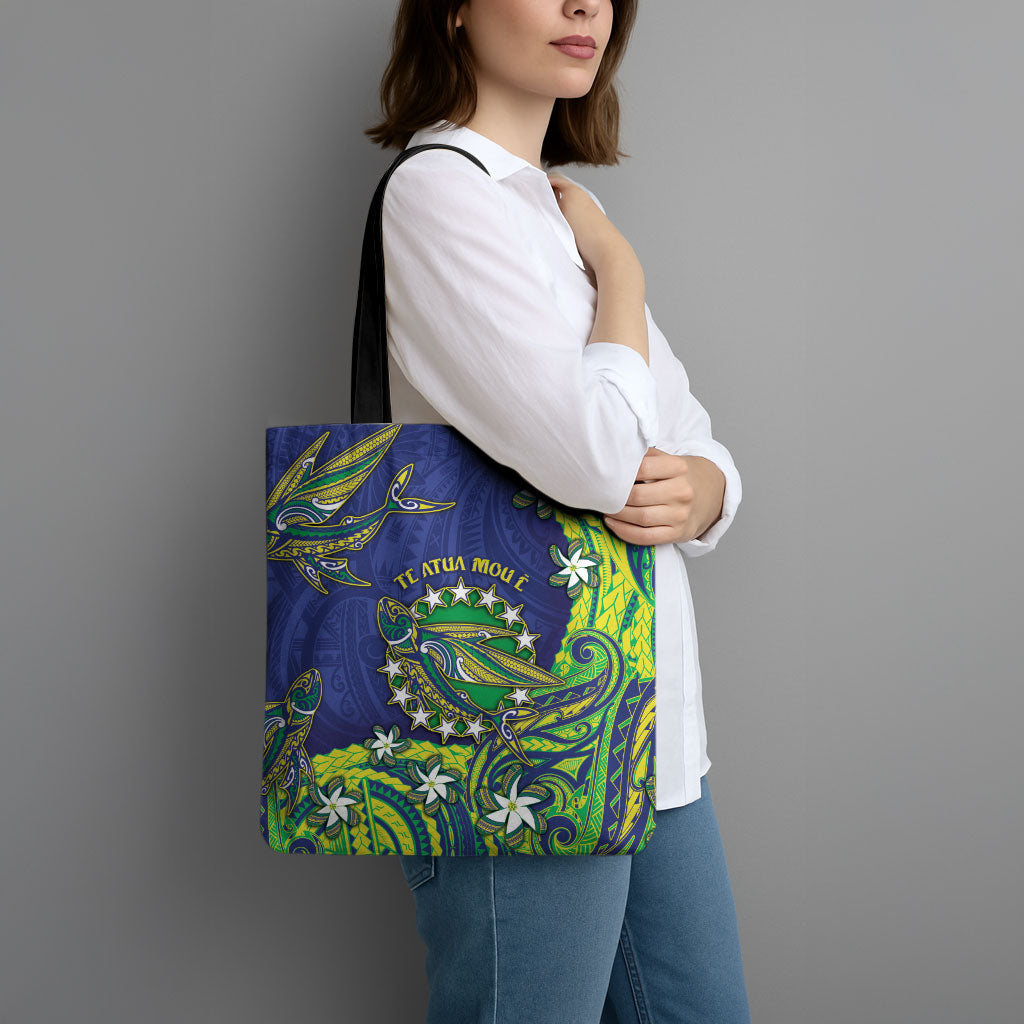 Cook Islands Language Week Tote Bag Flying Fish 15 Stars Tribal Patterns