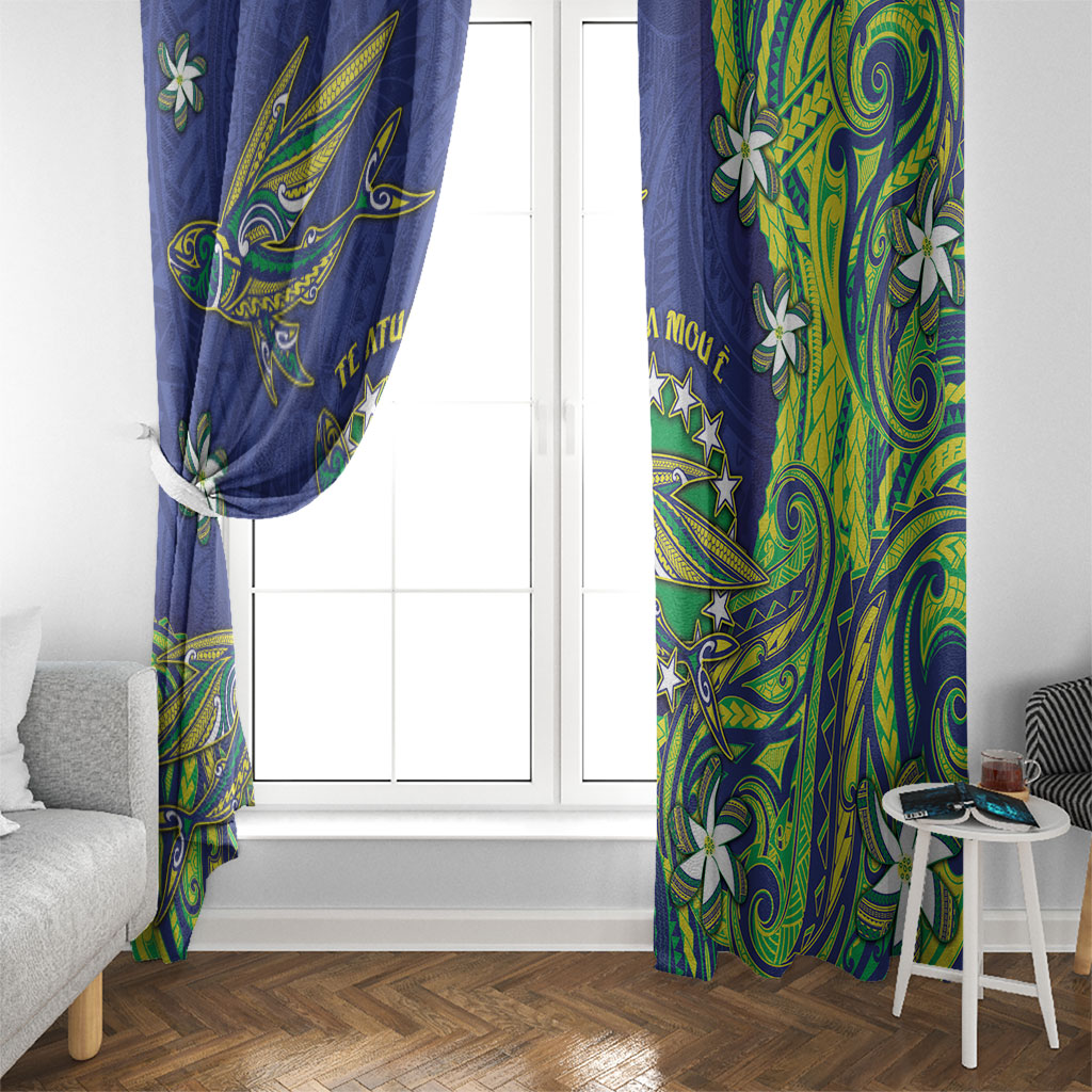 Cook Islands Language Week Window Curtain Flying Fish 15 Stars Tribal Patterns