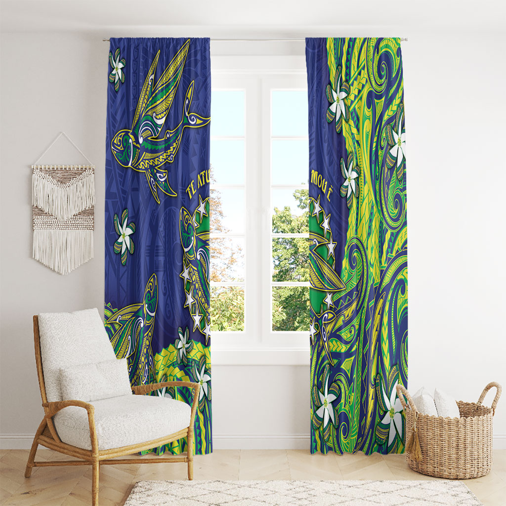 Cook Islands Language Week Window Curtain Flying Fish 15 Stars Tribal Patterns