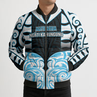 Custom Aotearoa Ngati Kahungunu Bomber Puffer Jacket New Zealand Traditional Maori Pattern