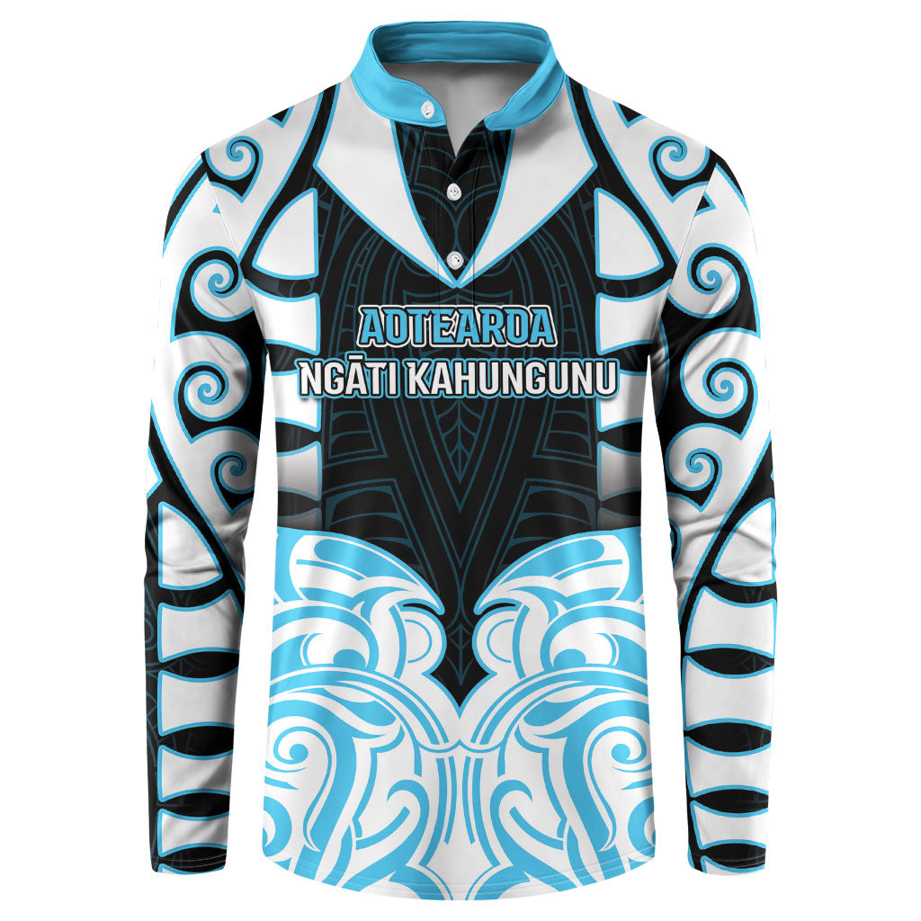 Custom Aotearoa Ngati Kahungunu Button Sweatshirt New Zealand Traditional Maori Pattern
