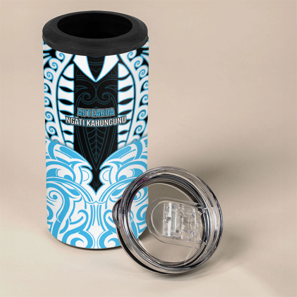 Custom Aotearoa Ngati Kahungunu 4 in 1 Can Cooler Tumbler New Zealand Traditional Maori Pattern
