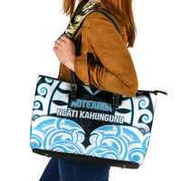 Aotearoa Ngati Kahungunu Leather Tote Bag New Zealand Traditional Maori Pattern