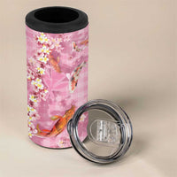 Pink Palaka Hawaiian And Japanese 4 in 1 Can Cooler Tumbler Sakura Lei With Koi Fish - Polynesian Pride
