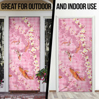 Pink Palaka Hawaiian And Japanese Door Cover Sakura Lei With Koi Fish - Polynesian Pride