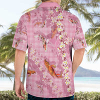 Pink Palaka Hawaiian And Japanese Hawaiian Shirt Sakura Lei With Koi Fish - Polynesian Pride