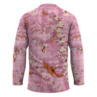 Pink Palaka Hawaiian And Japanese Hockey Jersey Sakura Lei With Koi Fish - Polynesian Pride