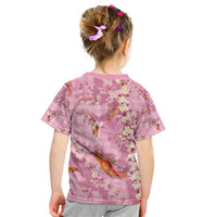 Pink Palaka Hawaiian And Japanese Kid T Shirt Sakura Lei With Koi Fish - Polynesian Pride