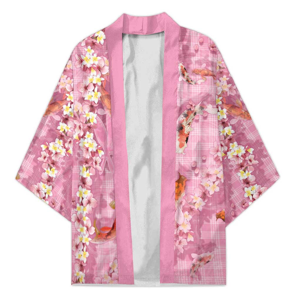 Pink Palaka Hawaiian And Japanese Kimono Sakura Lei With Koi Fish DT05 Unisex Pink - Polynesian Pride