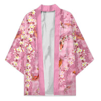 Pink Palaka Hawaiian And Japanese Kimono Sakura Lei With Koi Fish - Polynesian Pride