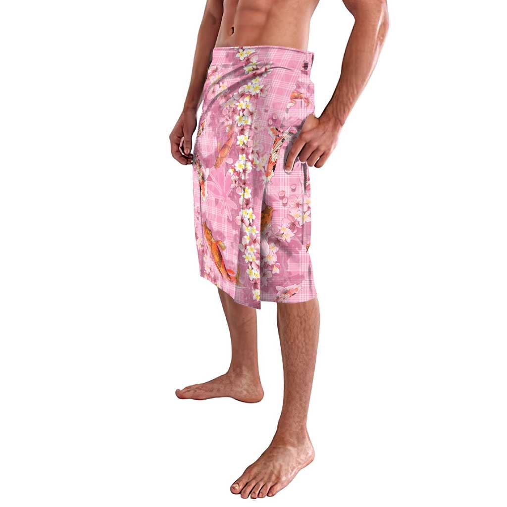 Pink Palaka Hawaiian And Japanese Lavalava Sakura Lei With Koi Fish - Polynesian Pride