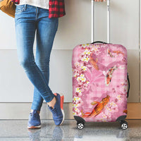 Pink Palaka Hawaiian And Japanese Luggage Cover Sakura Lei With Koi Fish - Polynesian Pride