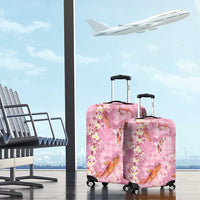 Pink Palaka Hawaiian And Japanese Luggage Cover Sakura Lei With Koi Fish - Polynesian Pride
