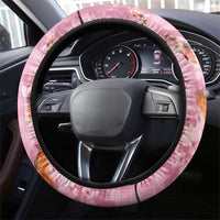Pink Palaka Hawaiian And Japanese Steering Wheel Cover Sakura Lei With Koi Fish - Polynesian Pride