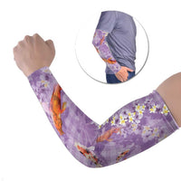 Purple Palaka Hawaiian And Japanese Arm Sleeves Sakura Lei With Koi Fish - Polynesian Pride