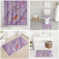 Purple Palaka Hawaiian And Japanese Bathroom Set Sakura Lei With Koi Fish - Polynesian Pride