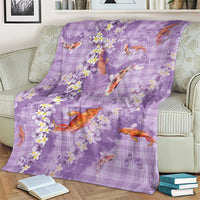 Purple Palaka Hawaiian And Japanese Blanket Sakura Lei With Koi Fish - Polynesian Pride