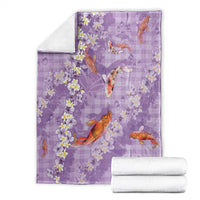 Purple Palaka Hawaiian And Japanese Blanket Sakura Lei With Koi Fish - Polynesian Pride