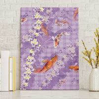 Purple Palaka Hawaiian And Japanese Canvas Wall Art Sakura Lei With Koi Fish - Polynesian Pride