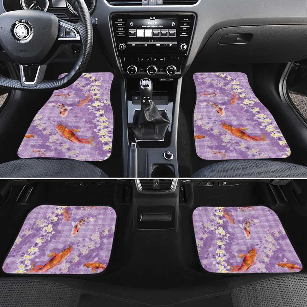 Purple Palaka Hawaiian And Japanese Car Mats Sakura Lei With Koi Fish - Polynesian Pride