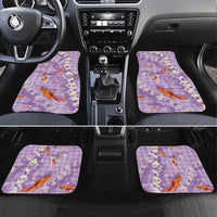 Purple Palaka Hawaiian And Japanese Car Mats Sakura Lei With Koi Fish - Polynesian Pride