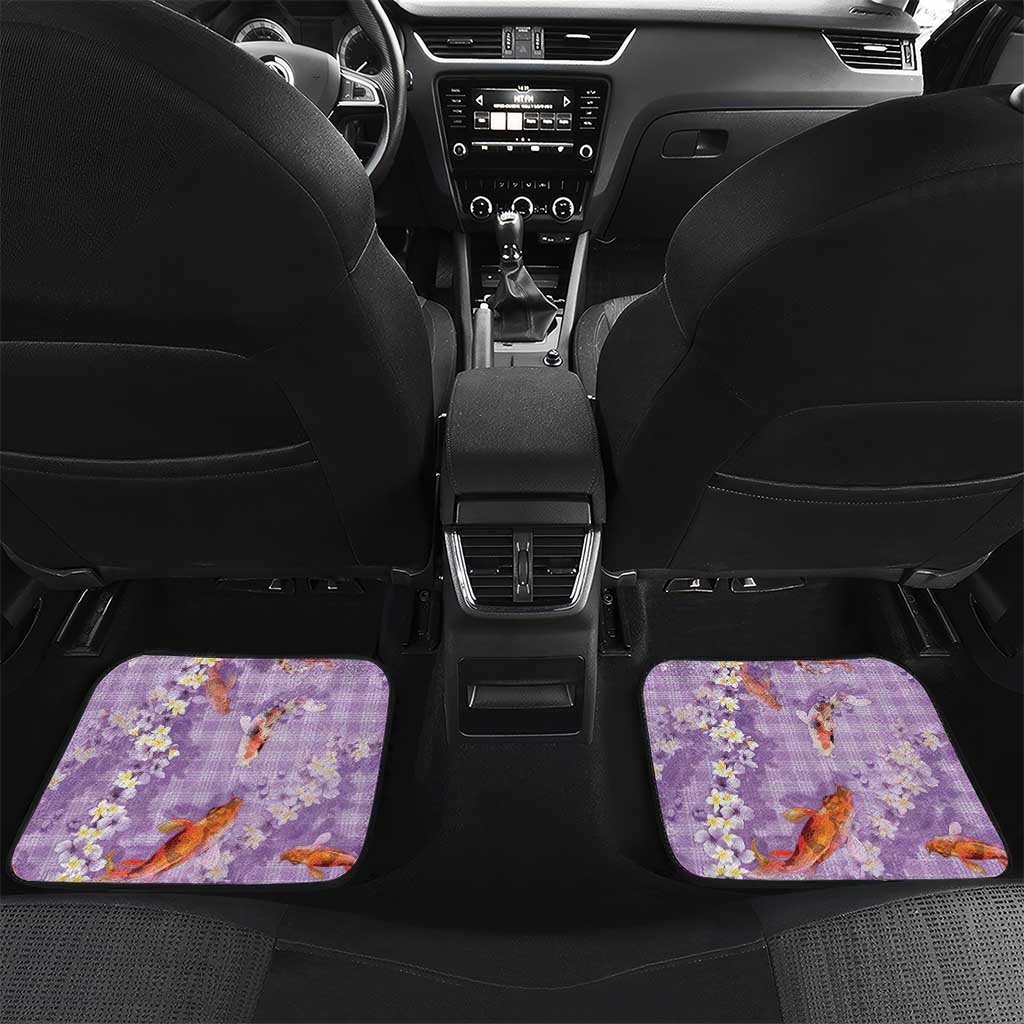 Purple Palaka Hawaiian And Japanese Car Mats Sakura Lei With Koi Fish - Polynesian Pride